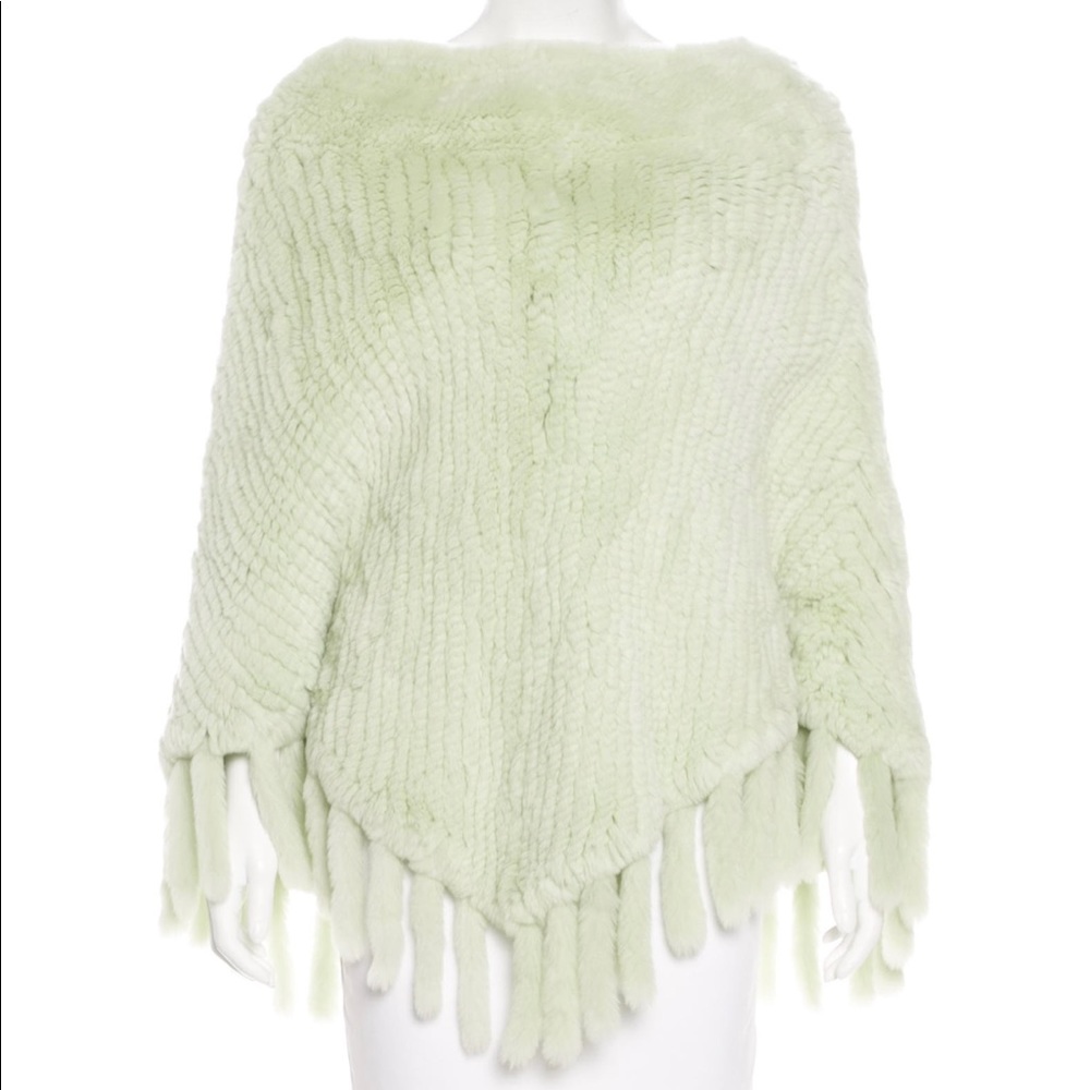 FUR FRINGE TRIMMED PONCHO