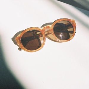 Kate Young For Tura Samantha Amber Oval Sunglasses