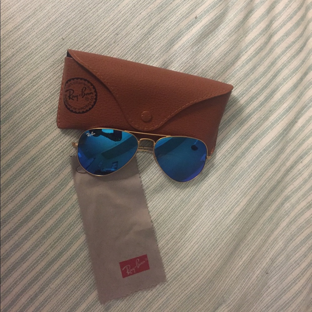 55mm blue aviators ray ban
