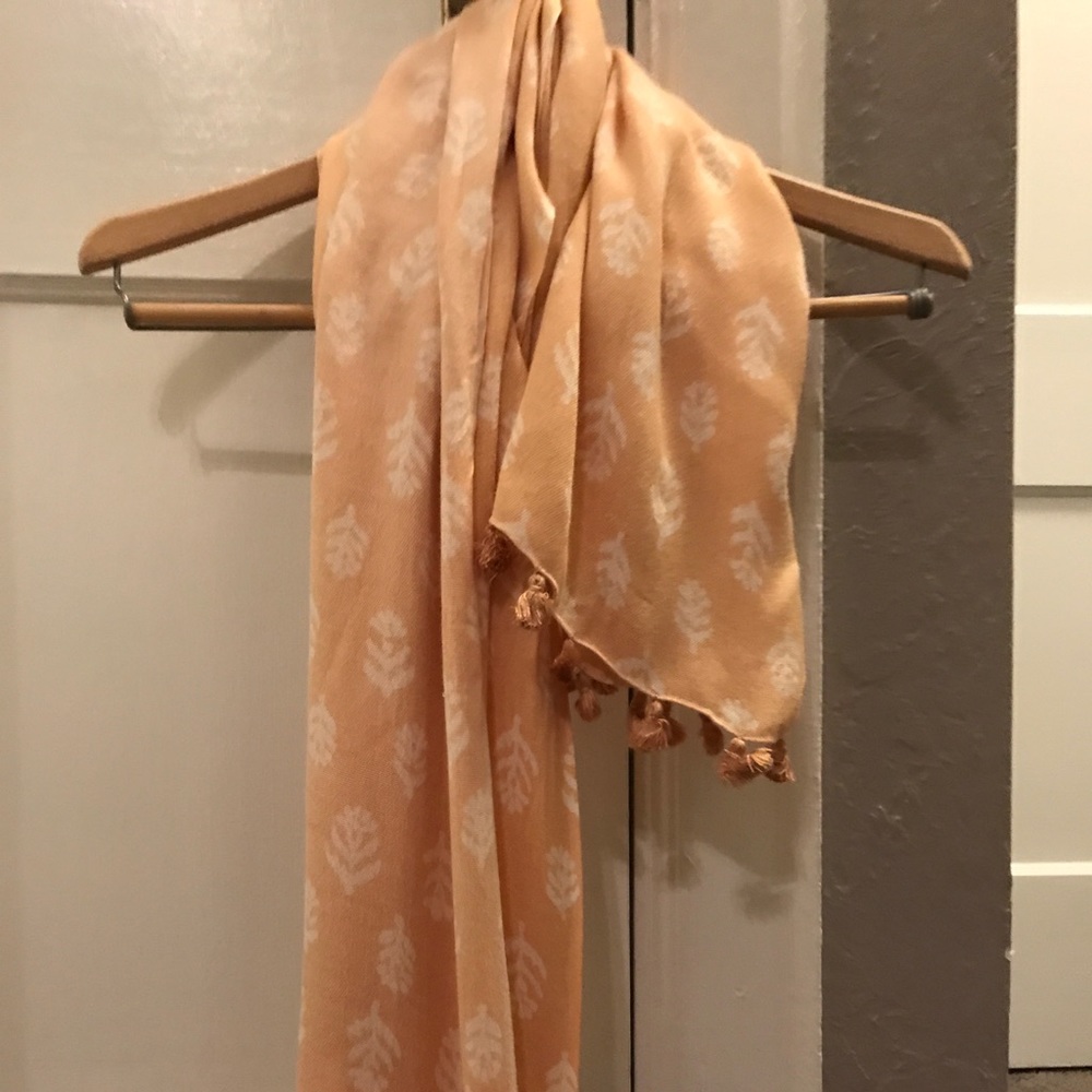 J. Crew Peach Patterned Scarf with Fringe