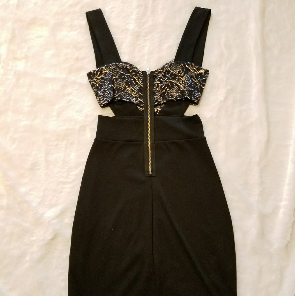 ANGL Side Cut Out Black Mini Dress - Picture 5 of 5