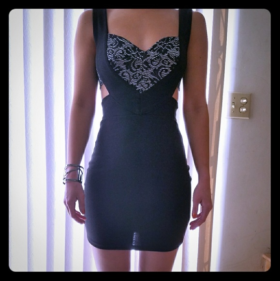 ANGL Dresses & Skirts - ANGL Side Cut Out Black Mini Dress