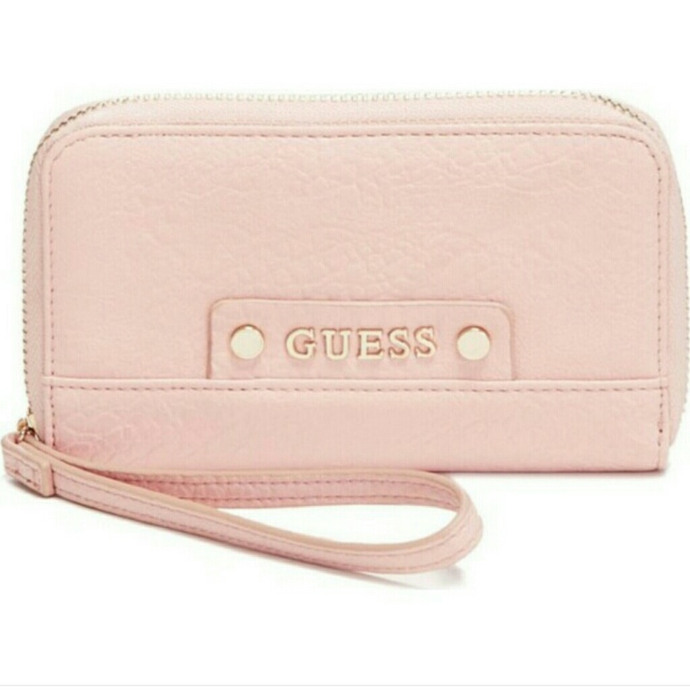 Light pink Guess wristlet wallet