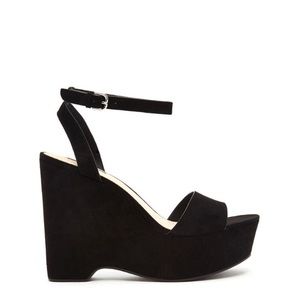 Forever 21 black suede wedge sandals