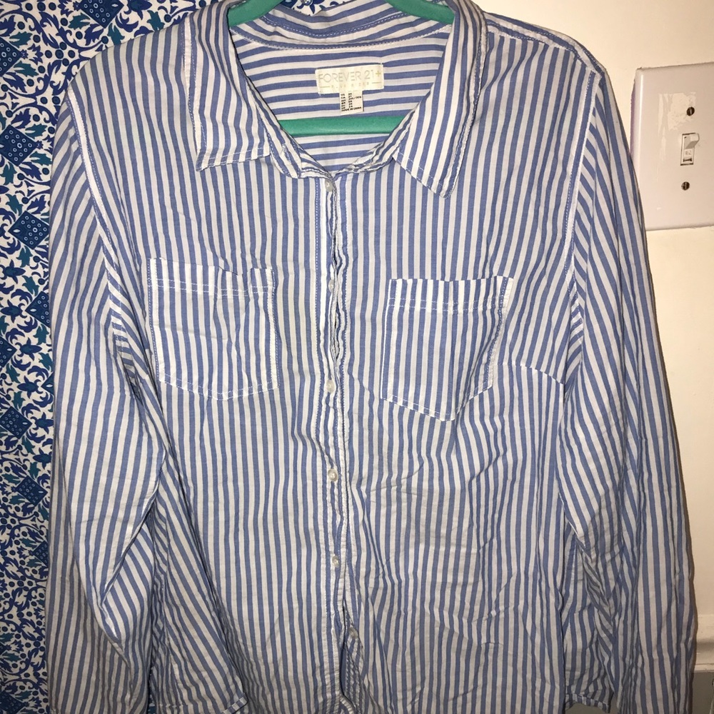Forever 21 Button Down Blue Striped Shirt