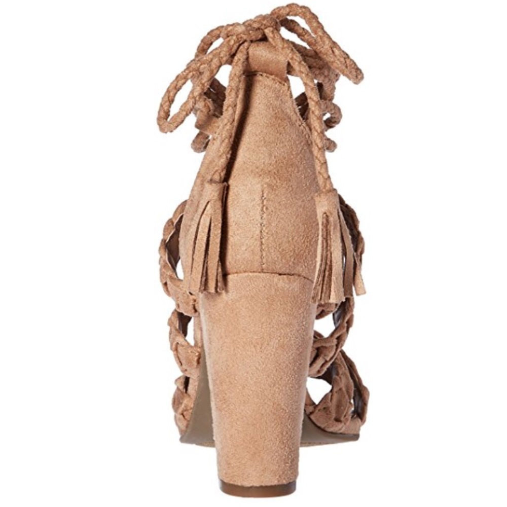 Braided Lace Up Tassel Chunky Heel Boho Sandal - Picture 6 of 7