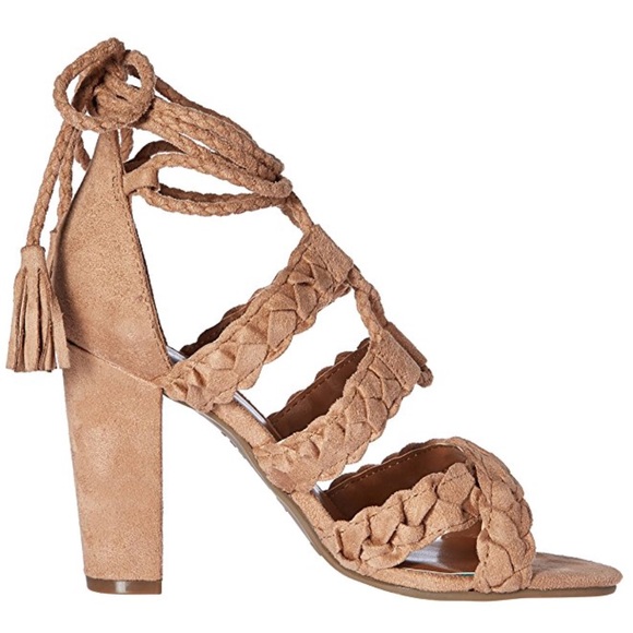 Braided Lace Up Tassel Chunky Heel Boho Sandal - Picture 7 of 7