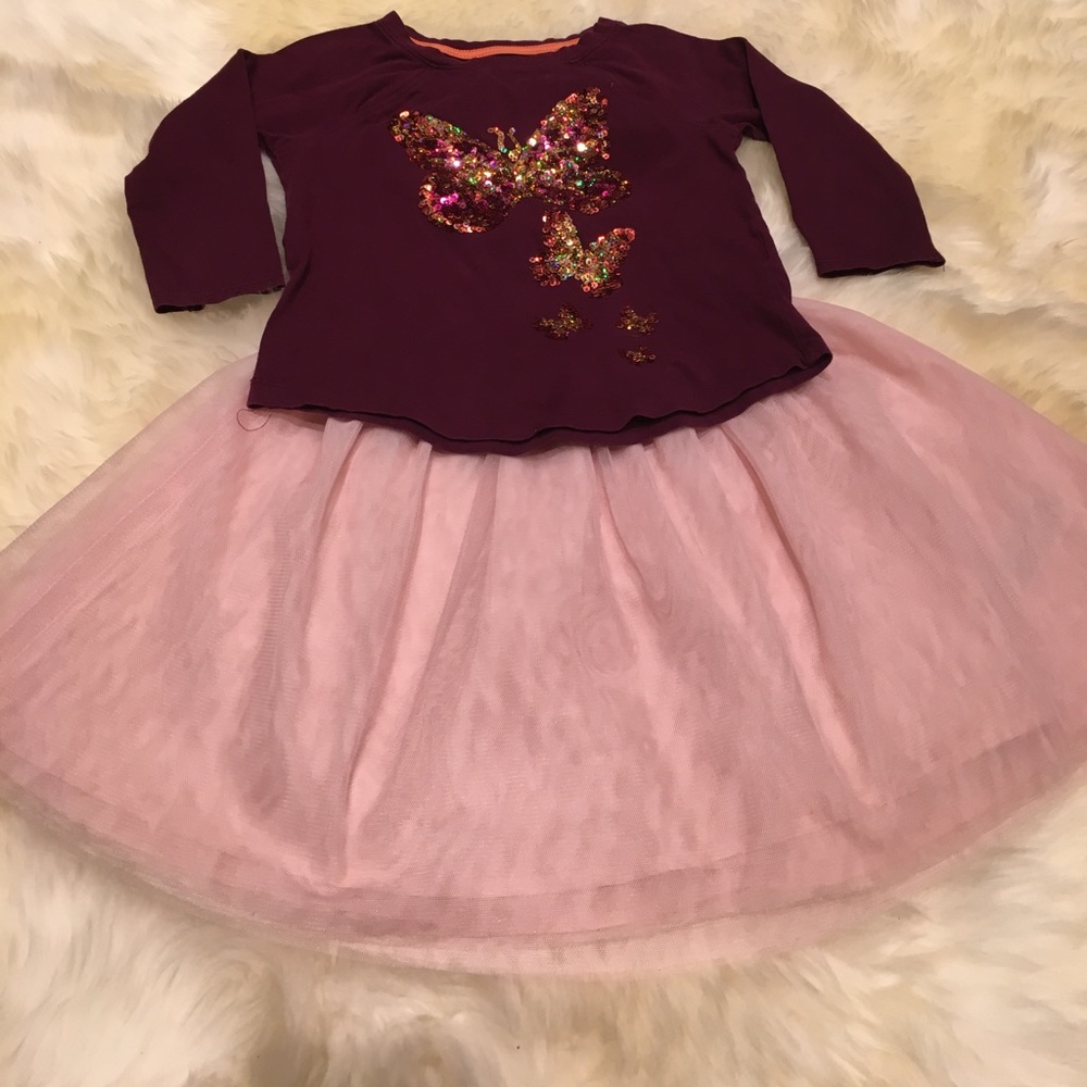 Lands End Butterfly Sequins Shirt with Gap Skirt