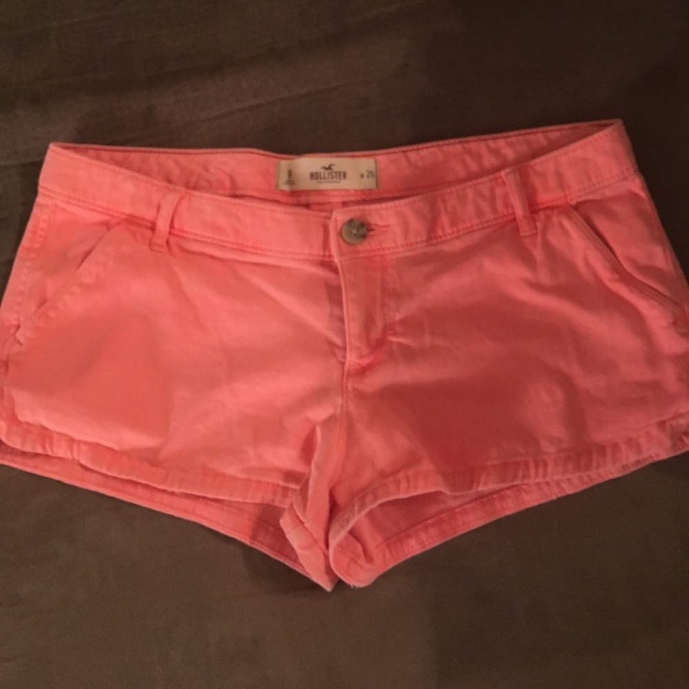 Neon pink jean shorts