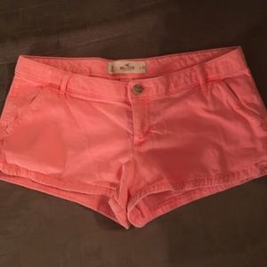 Neon pink jean shorts