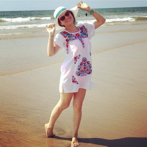 🌵Authentic Mexican Dress Floral Embroidered White - Picture 5 of 8