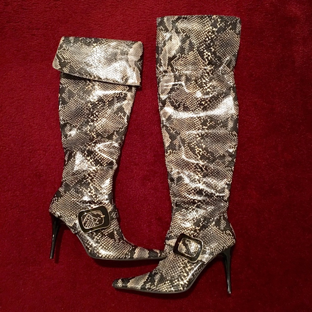 Snakeskin Stiletto Boots. Size 11.