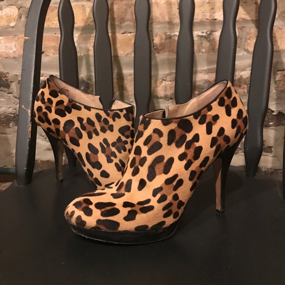 Via Spiga CALF HAIR Leopard Booties | Size 8.5