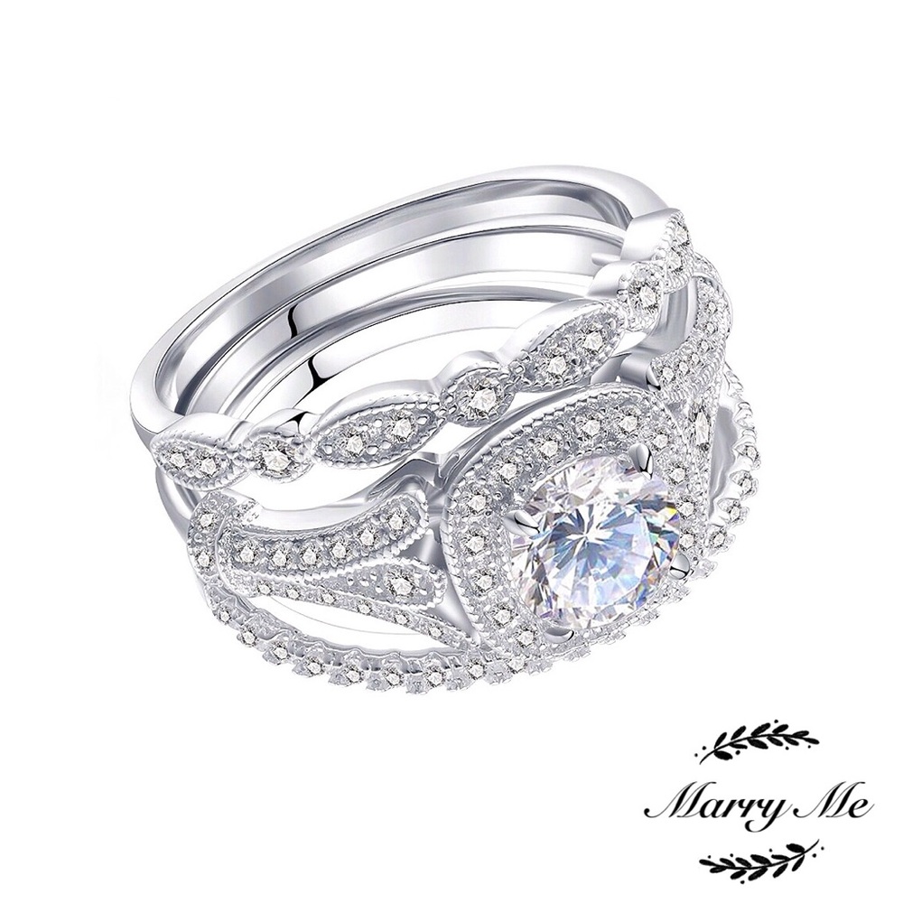 💎Wedding Solid Sterling Sliver Zirconia Ring Set