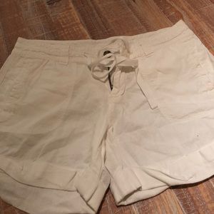 White linen shorts