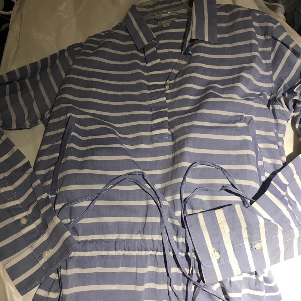 Striped blue white Gap shirt dress