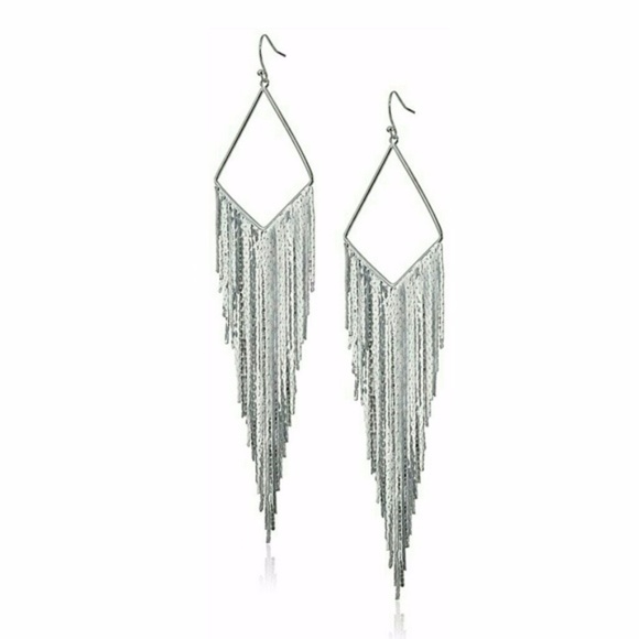 Jules Smith Coachella silve tassel fringe earrings NWT - Picture 2 of 5