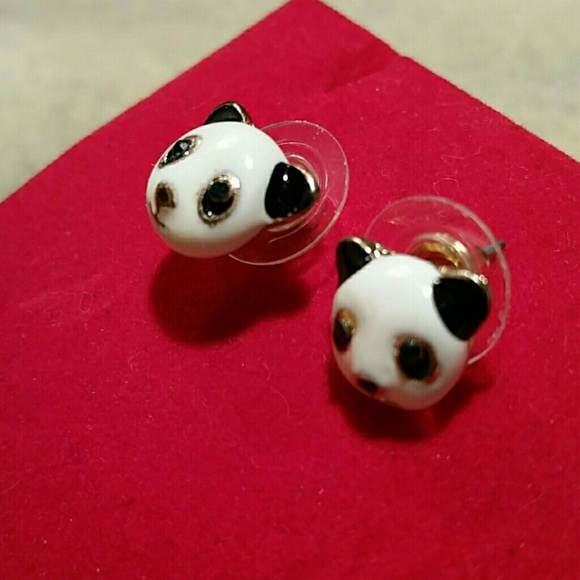 Betsey Johnson Panda Bear Small Stud Earrings - Picture 3 of 4