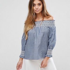 ASOS Boohoo Gingham Bardot Top