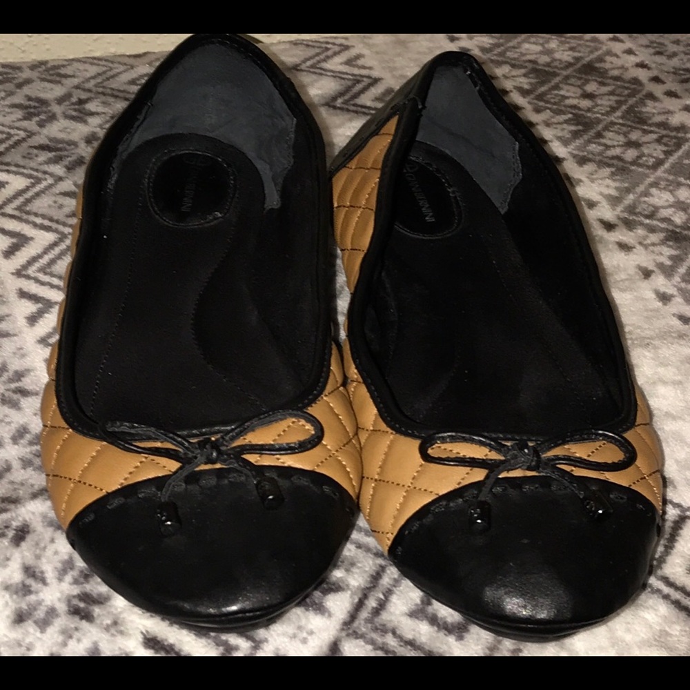Giani Bernini Black and Cognac Cillian  Flats