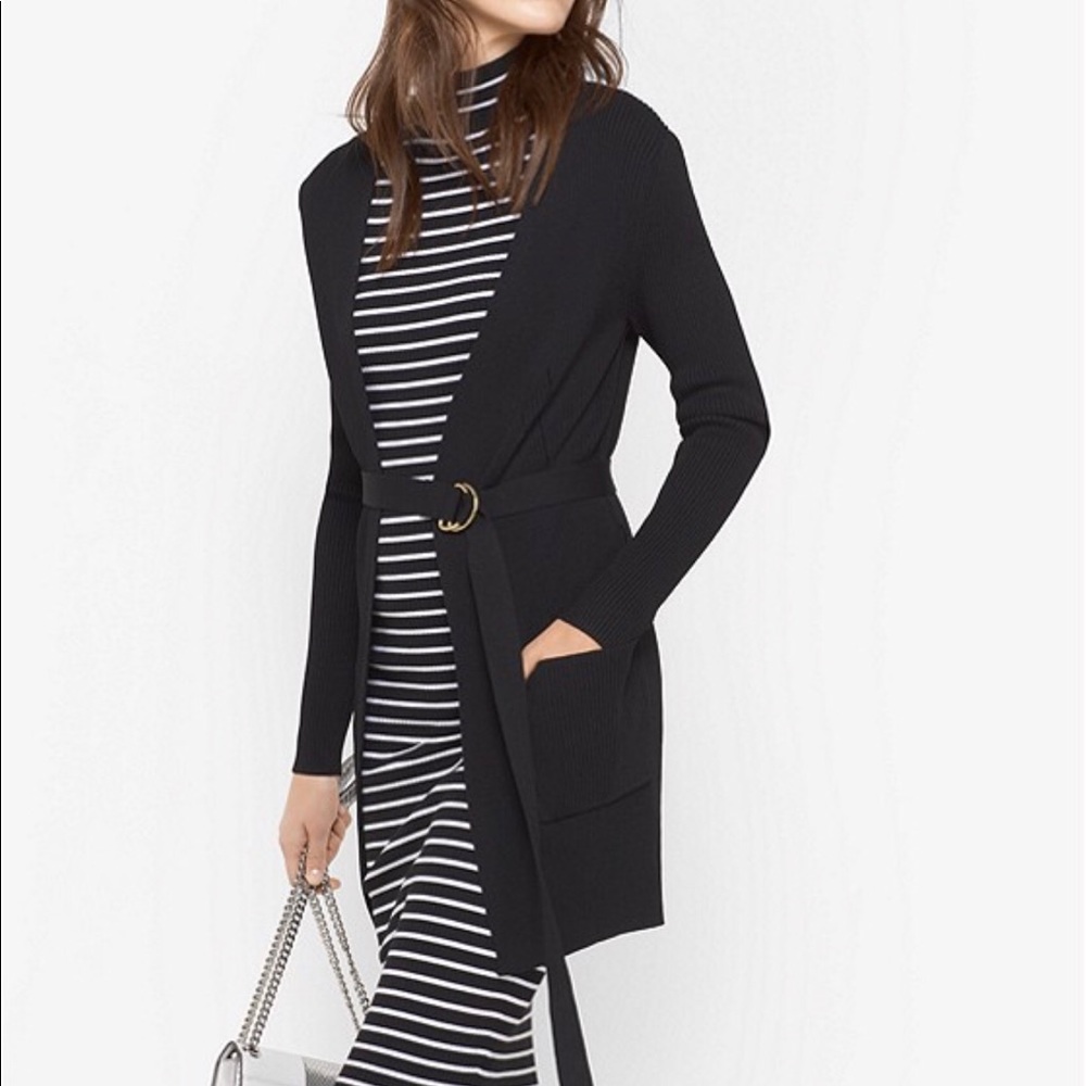 Michael Kors Black stretch-viscose long cardigan