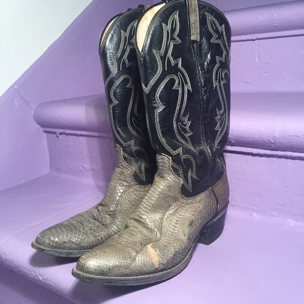 Vintage 1981 Dan Post snake skin cowboy boots