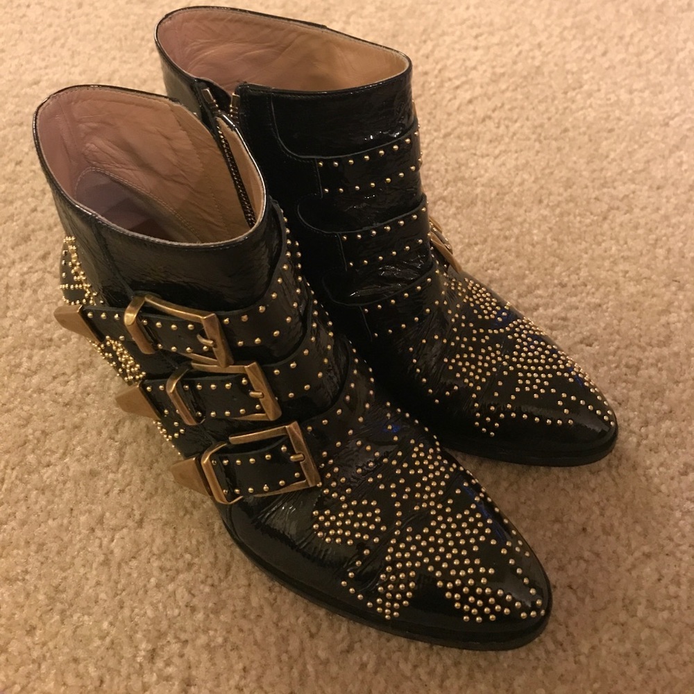 Chloe black & gold Susanna ankle boots size 6