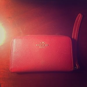 Coach red wristlet