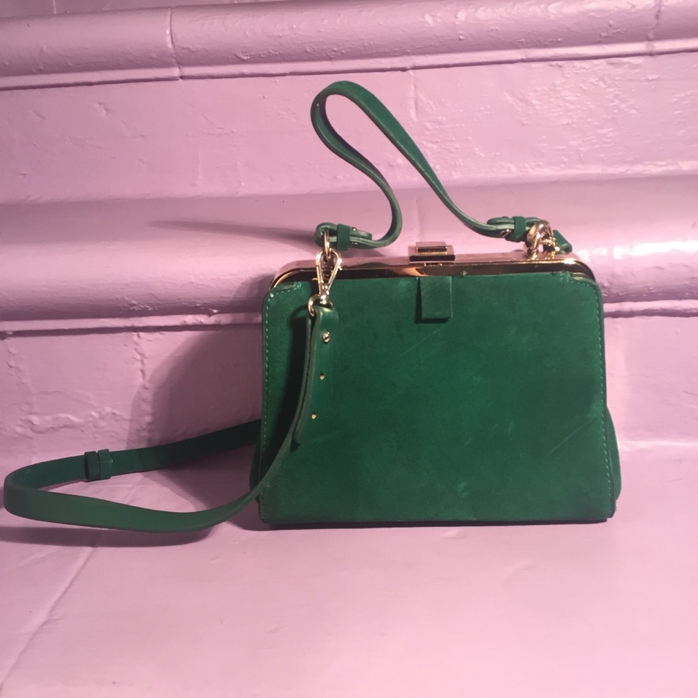 Suede green Zara purse