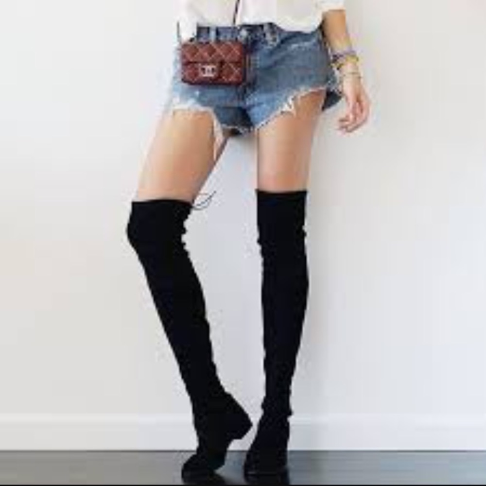 Stuart Weitzman Black suede Lowland boots