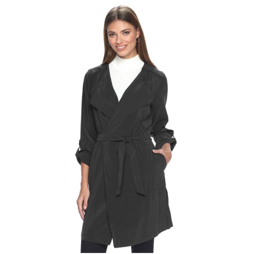 Lightweight Draped Trench Coat For Fall & Winter