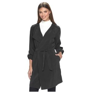 Lightweight Draped Trench Coat For Fall & Winter