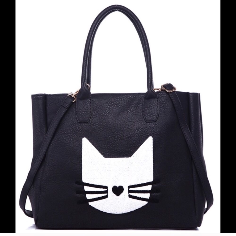Large Vegan Tote (Black Cat)