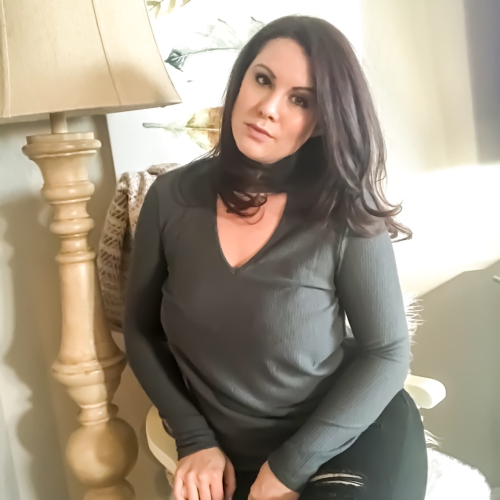 Charcoal Gray Open V-Neck Top