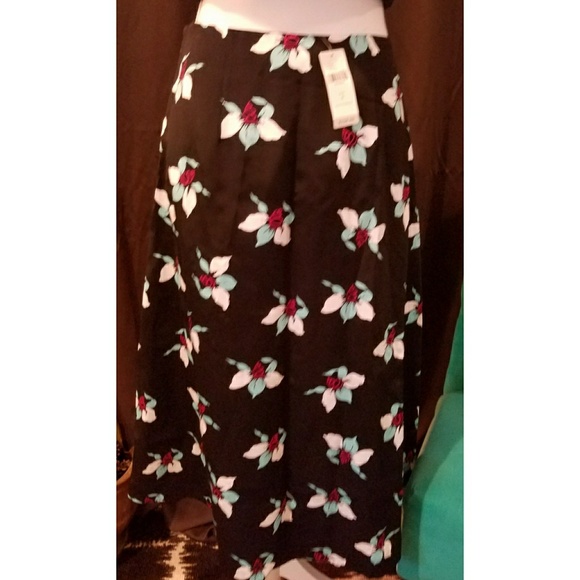 ANTHROPOLOGIE Floral Midi Skirt Lace Up - Picture 5 of 5