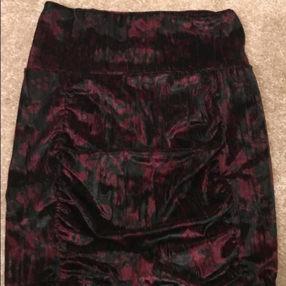 Free people velvet red/black mini skirt