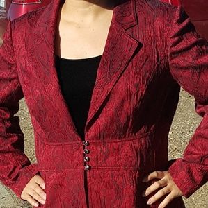 Red wine burgundy Damask paisley jacket