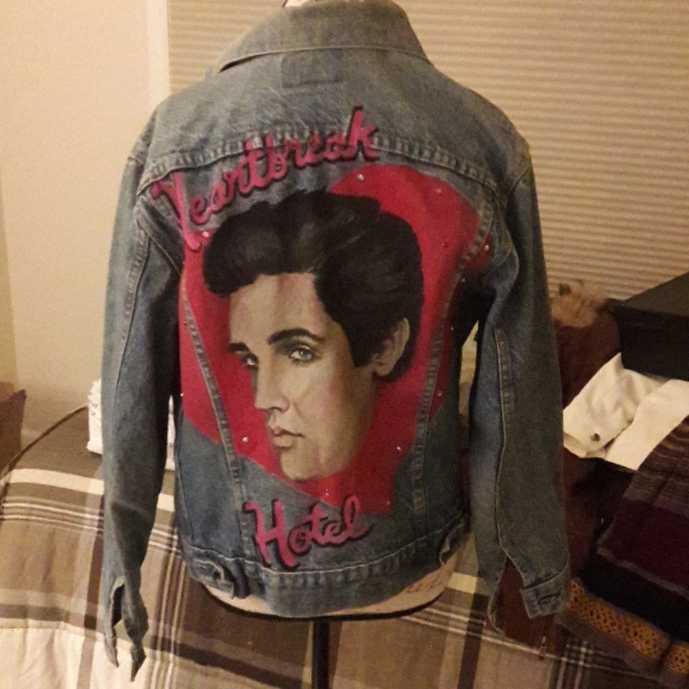 Original Vintage 80"s Elvis Jean jacket - Picture 1 of 5