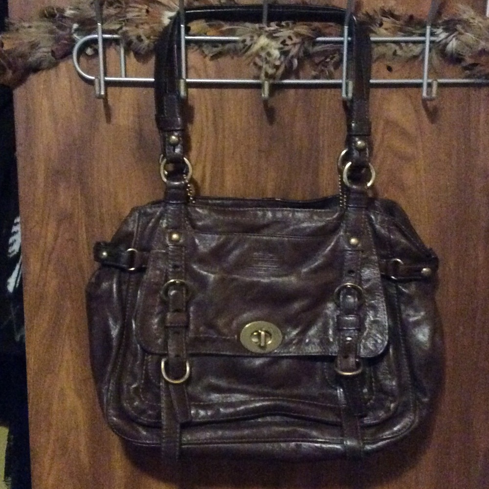 Brown leather Large Coach Bag