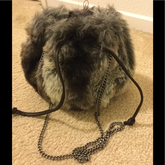 Zara Handbags - 💥Faux fur crossbody bag💥 Zara. Grey, brown