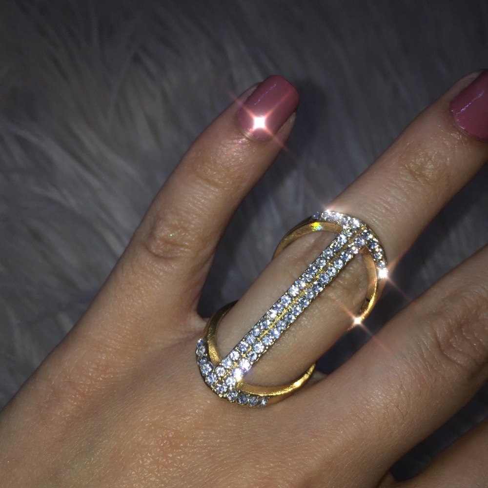 Gold Rhinestone Costume Ring