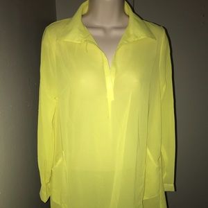 Brand New w/o Tags, Yellow Collard Sheer Dress.