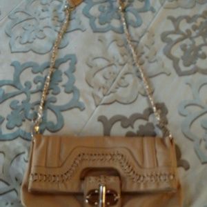 Tan with gold chain purse