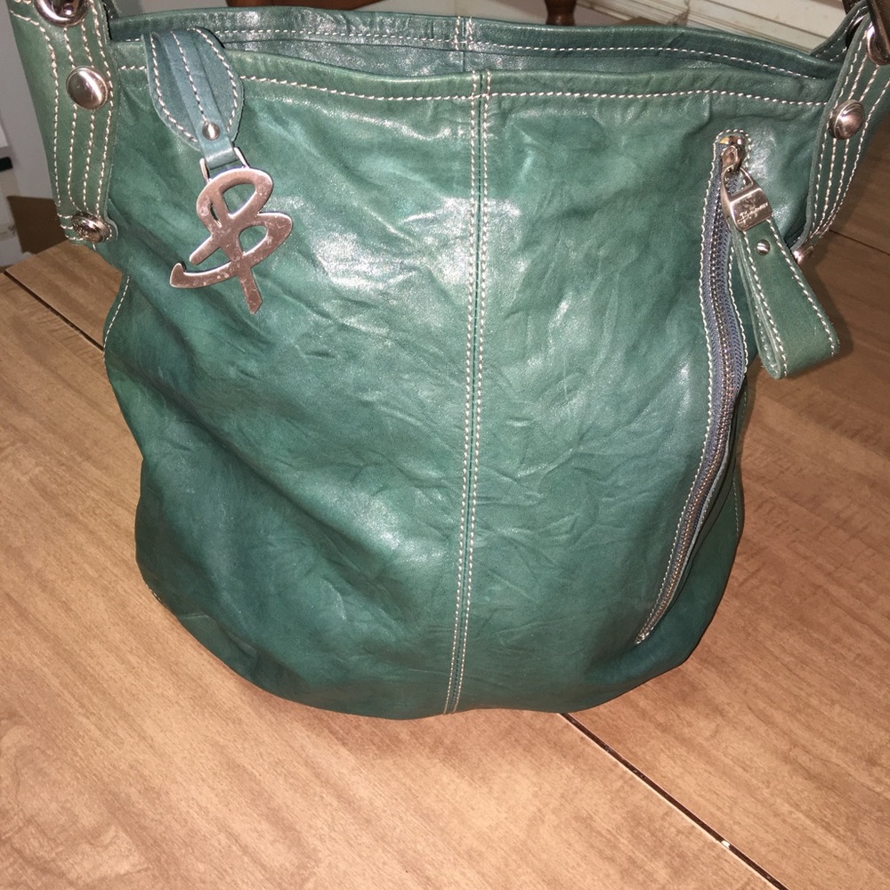 Large slate green purse