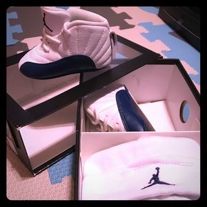 Navy and white Jordan 12 size 2c