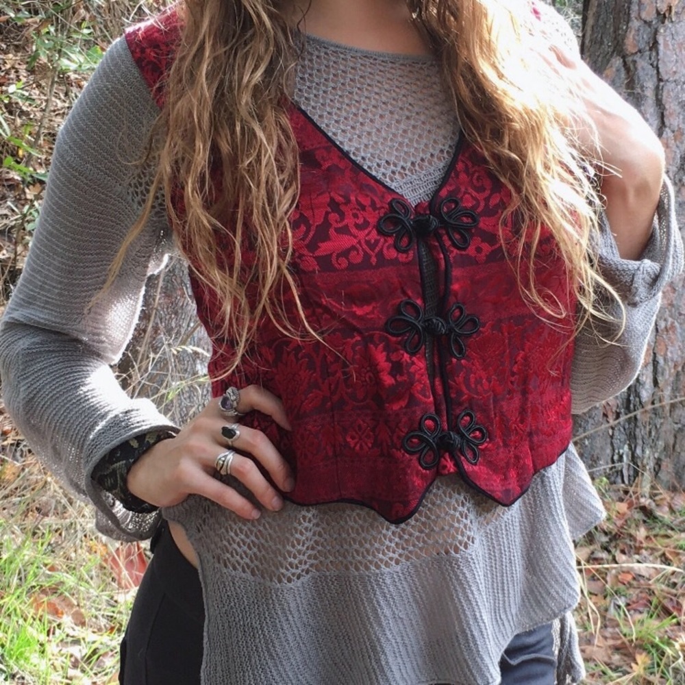 Red Floral Vest