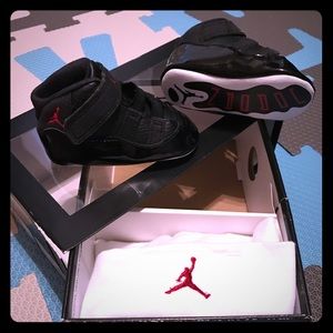 Black white red Baby Jordan 11 Size 2c