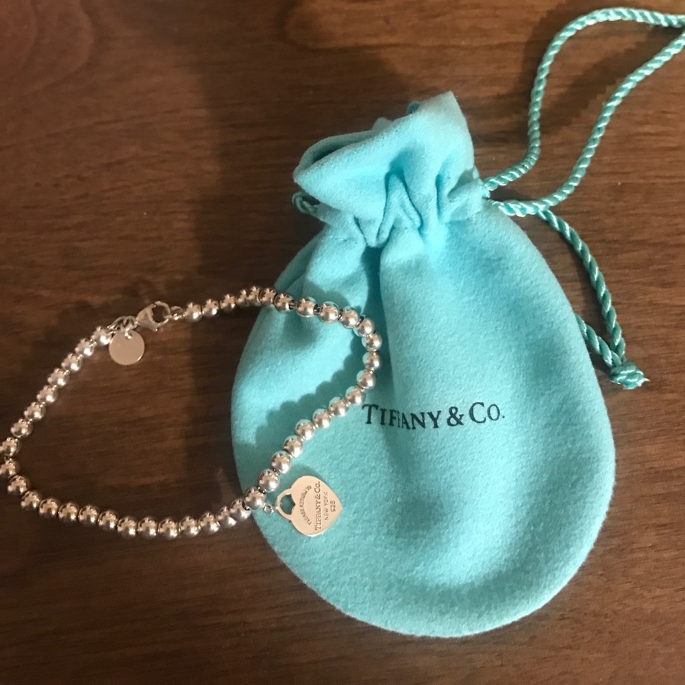 Tiffany&Co Sterling Silver heart tag bead bracelet