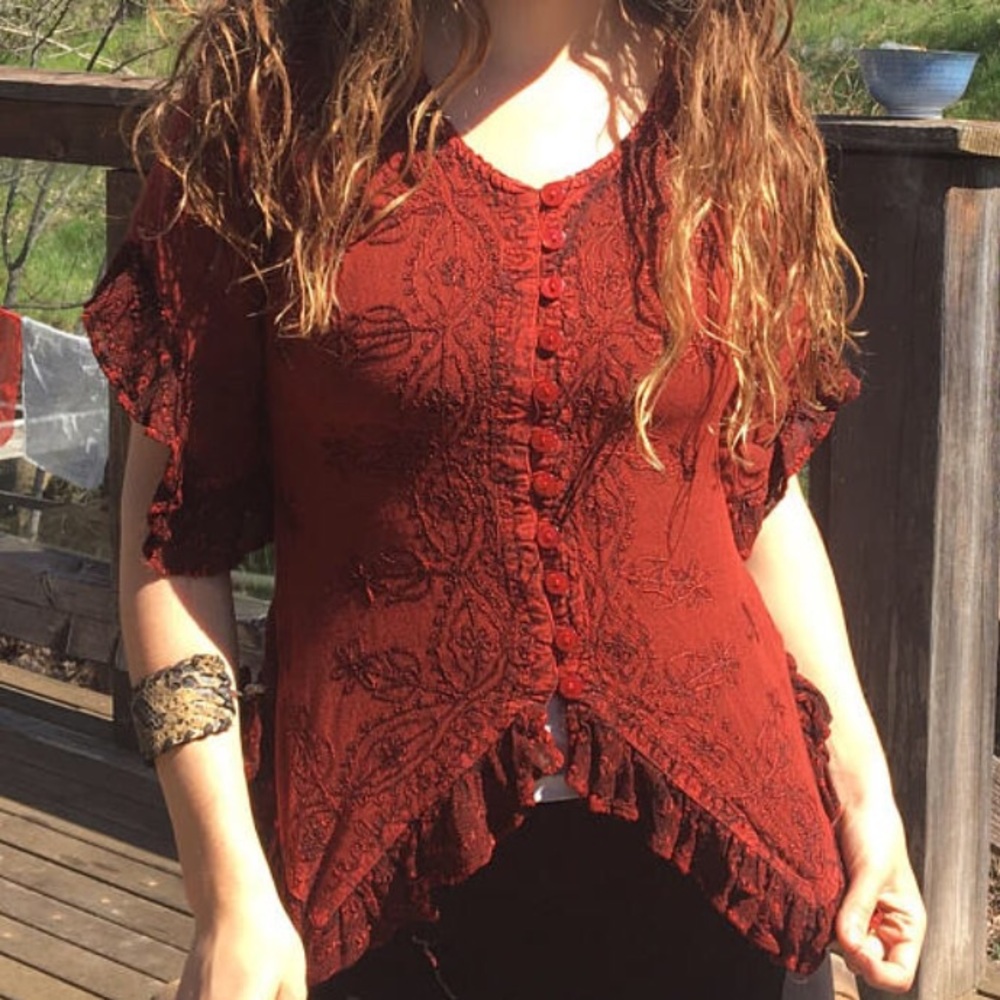 Red Embellished Top