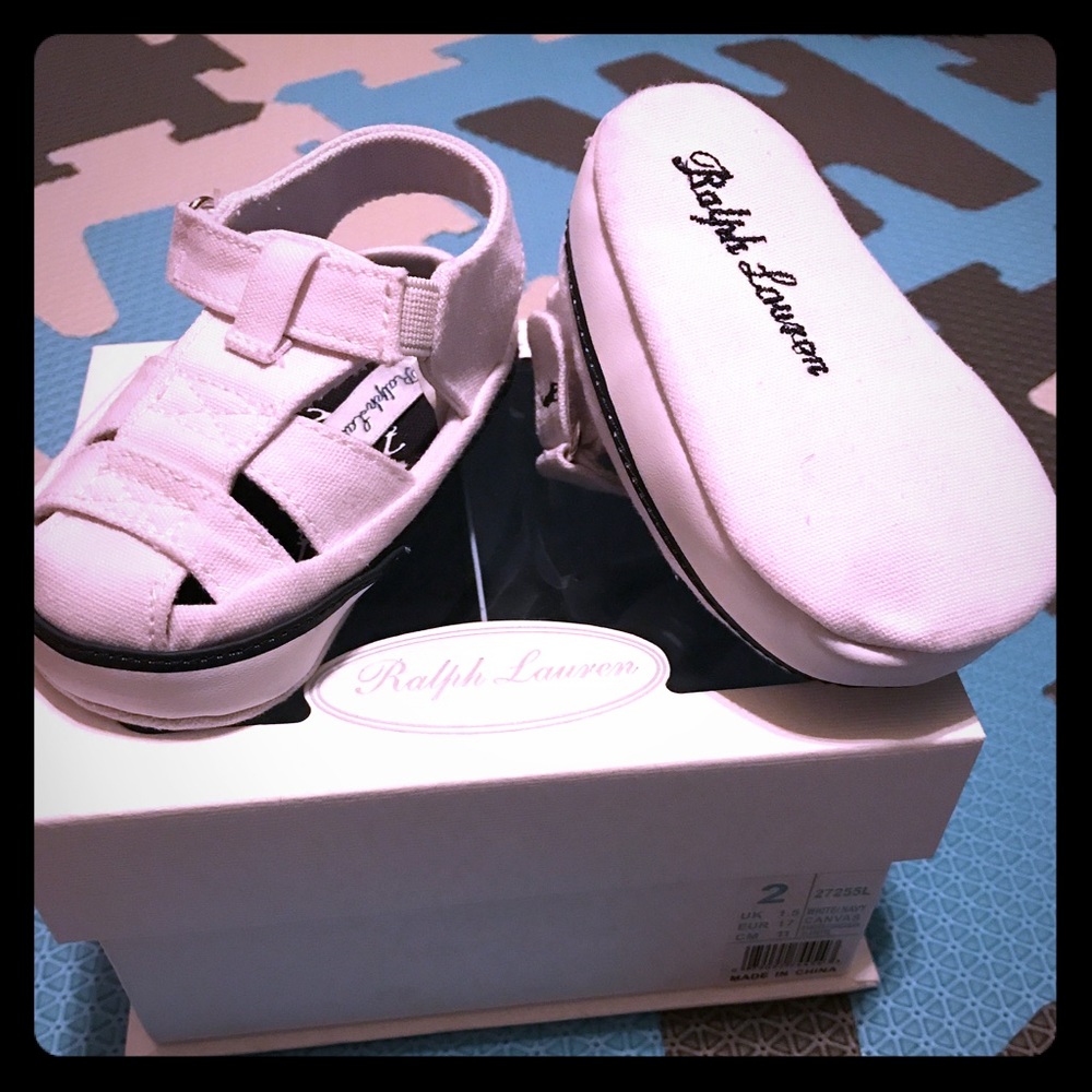 Ralph Lauren Polo Sandals White and navy size 2c